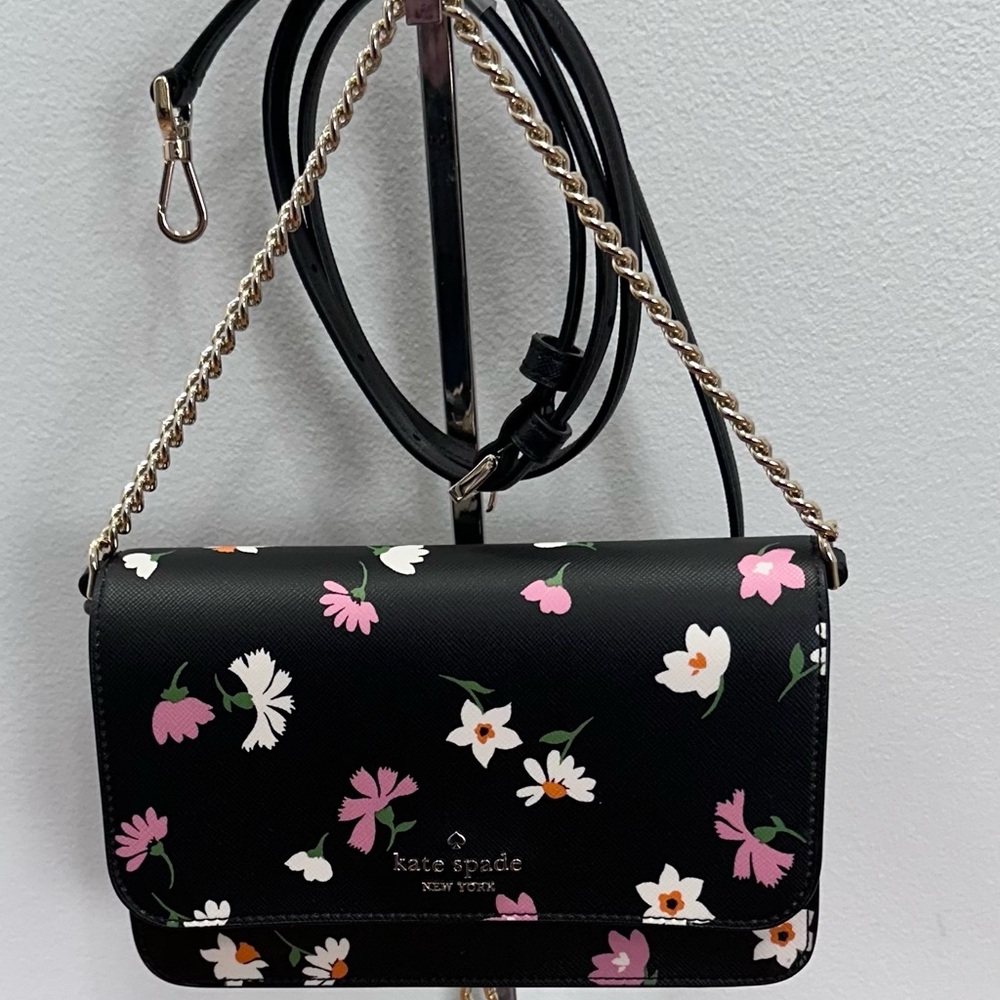 New Kate Spade Black Floral Crossbody Bag